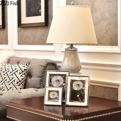 DecorBites™ Golden Shell Photo Frame for Family Portrait Nightstand Decoration