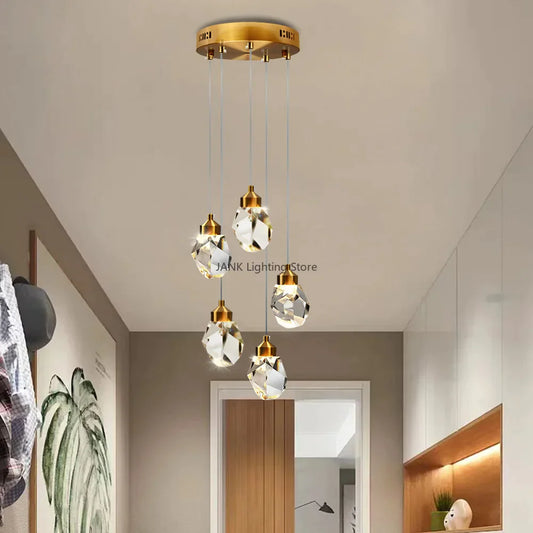 DecorBites™ K9 Crystal Dining Chandeliers: Gold Wire Hanging Ceiling Lights for Bedroom, Balcony, Bar Room
