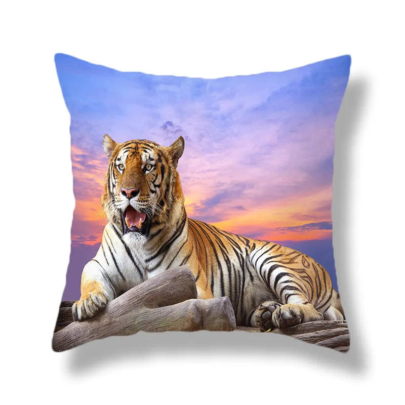 DecorBites™ Brave Tiger Pattern Print Pillowcase, Super Peach Skin Cushion Cover