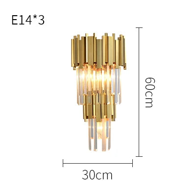 DecorBites™ Crystal Golden LED Wall Sconce Stainless Steel Postmodern Art Deco Wall Light