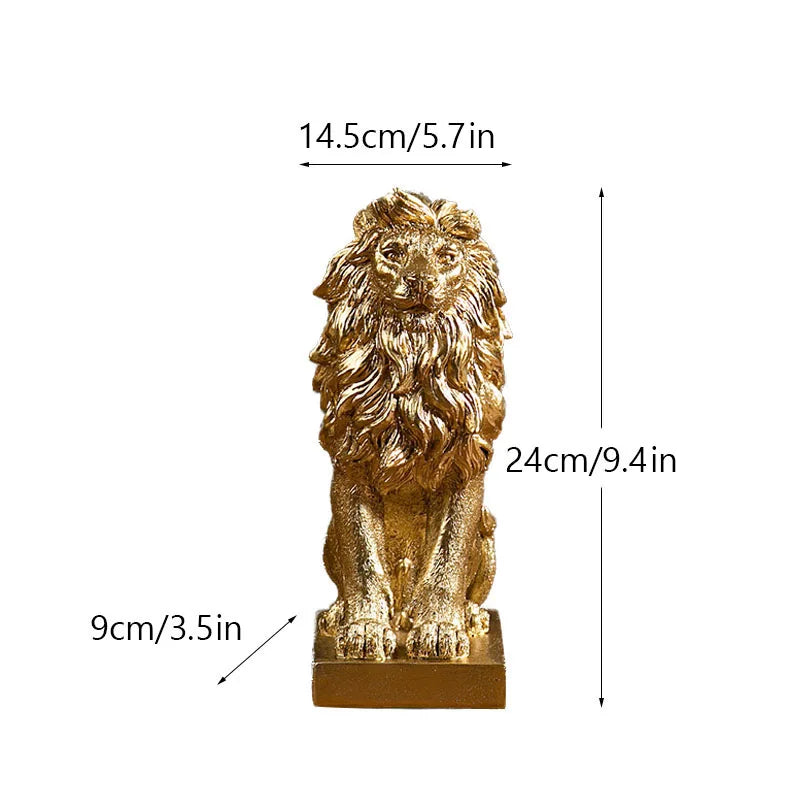 DecorBites™ Golden Lion King Resin Figurines: Luxury Desktop Ornaments for Home & Office