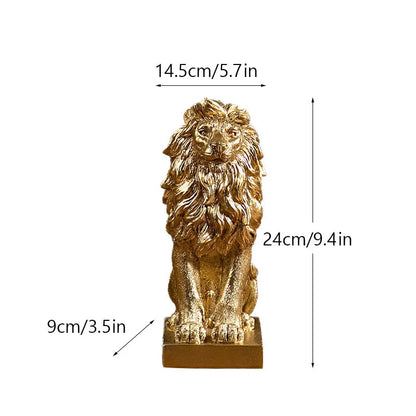 DecorBites™ Golden Lion King Resin Figurines: Luxury Desktop Ornaments for Home & Office