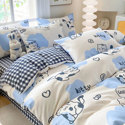 DecorBites™ Cute Printed Cotton Duvet Cover for Double Queen Bed - Cozy & Non-Fading