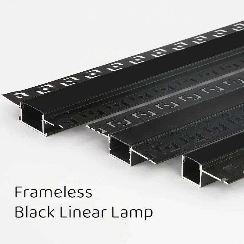 DecorBites™ Black LED Aluminum Profile for Invisible Ceiling Light Strip Bar