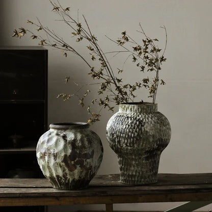 DecorBites™ Coarse Pottery Vase Chinese Retro Porcelain Floral Arrangement Home Decor