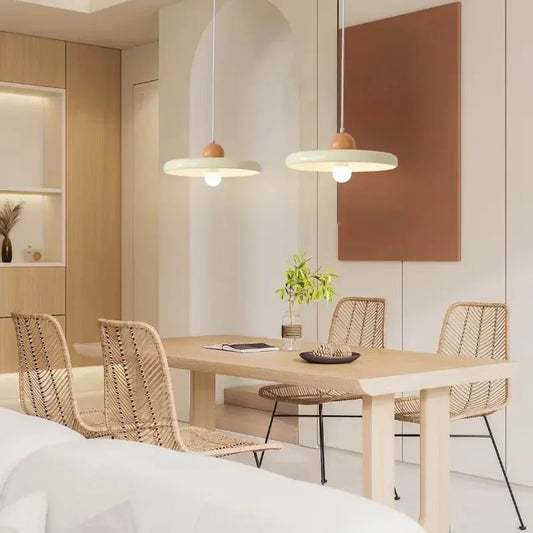 French Cream Flying Saucer Metal Pendant Light
