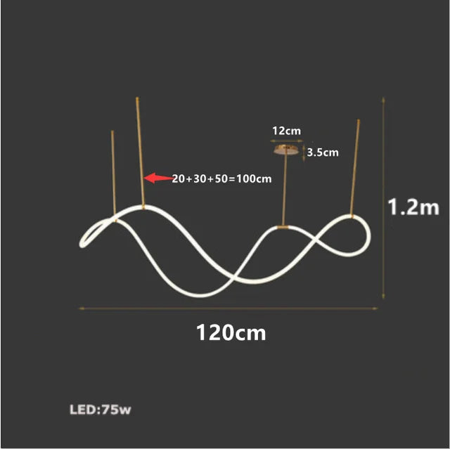 Decorbites™ Gold Schwarz LED Kronleuchter Modern Minimalistischer Pendel für Heimdekoration Beleuchtung