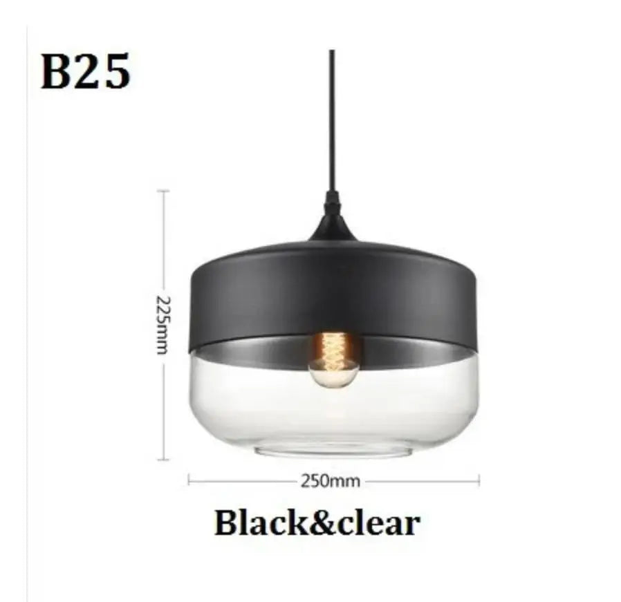 DecorBites™ Black Glass Pendant Light Fixture for Modern Indoor Decor & Dining Room