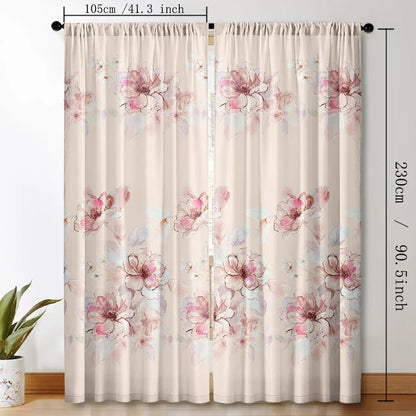 Decobites Floral Background Rod Pocket Curtains for Home Decor, Kitchen, Living Room