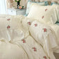 Decobites Romantic Lace Bubble Gauze Queen Bedding Set - Elegant Princess Style emb. Duvet Cover Set