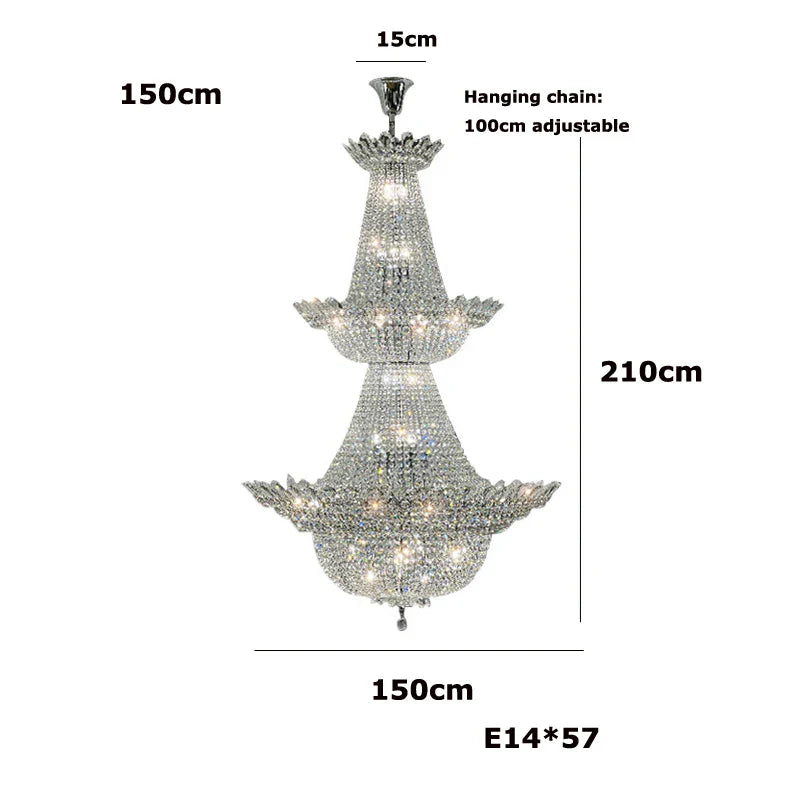 Crystal Gold Ceiling Chandelier 150cm Gold Hardware