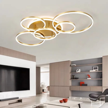 DecorBites™ LED Round Ceiling Chandelier for Modern Living Room, Bedroom, Restaurant - Circle Rings Lighting Fixture
