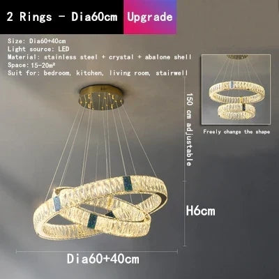 DecorBites™ Crystal Round Ceiling Chandelier LED Pendant for Kitchen Dining Room Villa