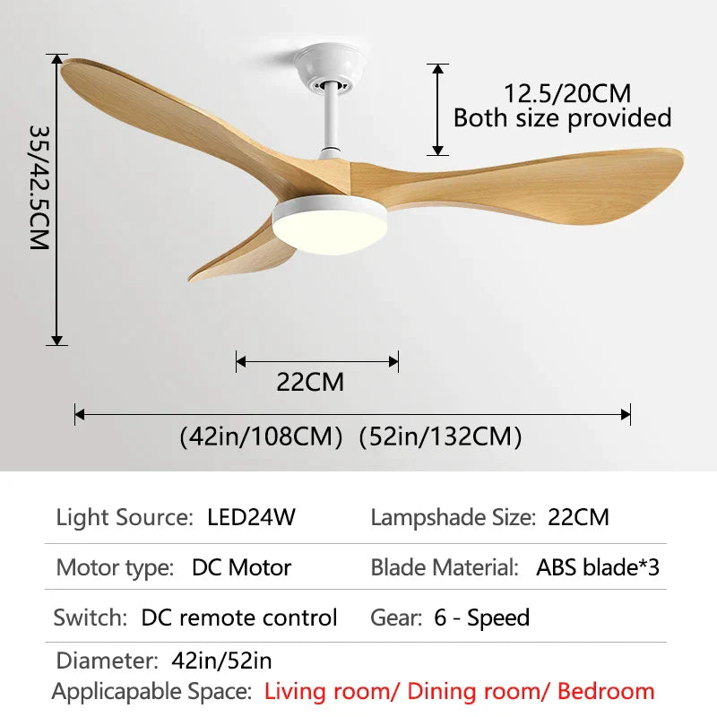 DecorBites™ 52" Modern Ceiling Fan with Light & Control - Strong Wind, Simplicity Design