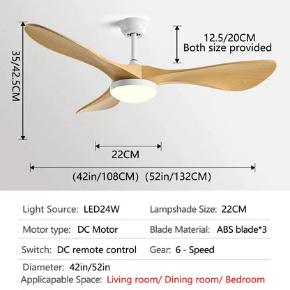 DecorBites™ 52" Modern Ceiling Fan with Light & Control - Strong Wind, Simplicity Design