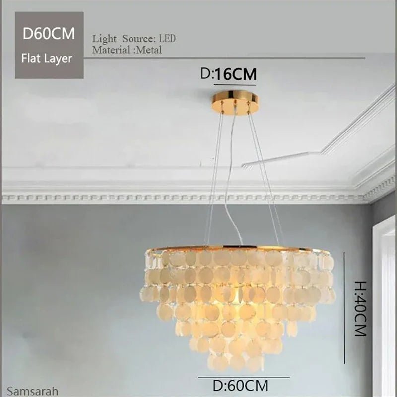 DecorBites™ Gold Chrome Metal Shell Chandelier for Restaurant Living Room Hotel Hall