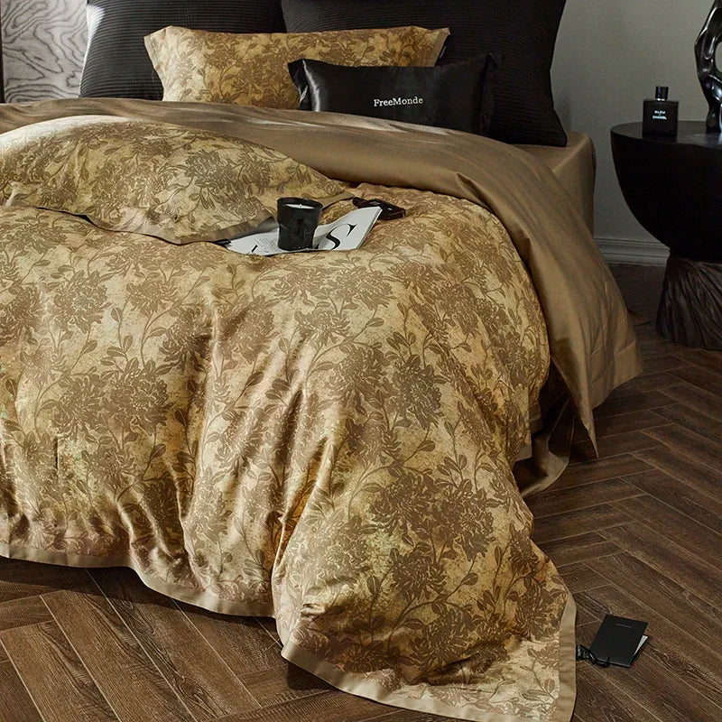 طقم أغطية سرير قطني DecorBites™ مقاس كينج كوين مطبوع بالكامل مع غطاء ملاءة وغطاء وسادة وبياضات