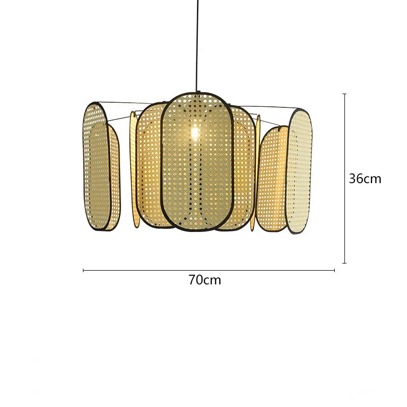 DecorBites™ Bamboo Core Rattan Chandelier LED Suspension Lamp for Home Decor Lighting