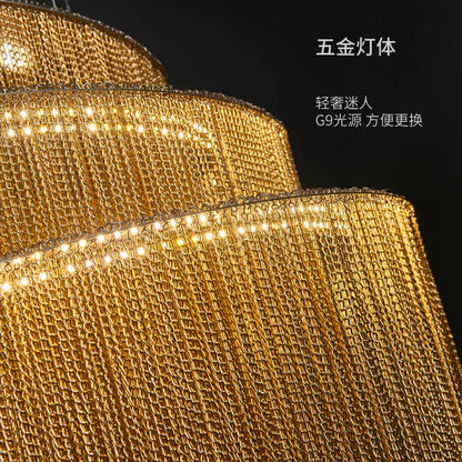 DecorBites™ Gold/Silver Aluminum Chain Chandelier - Luxurious Living Room Hall Hotel Decoration