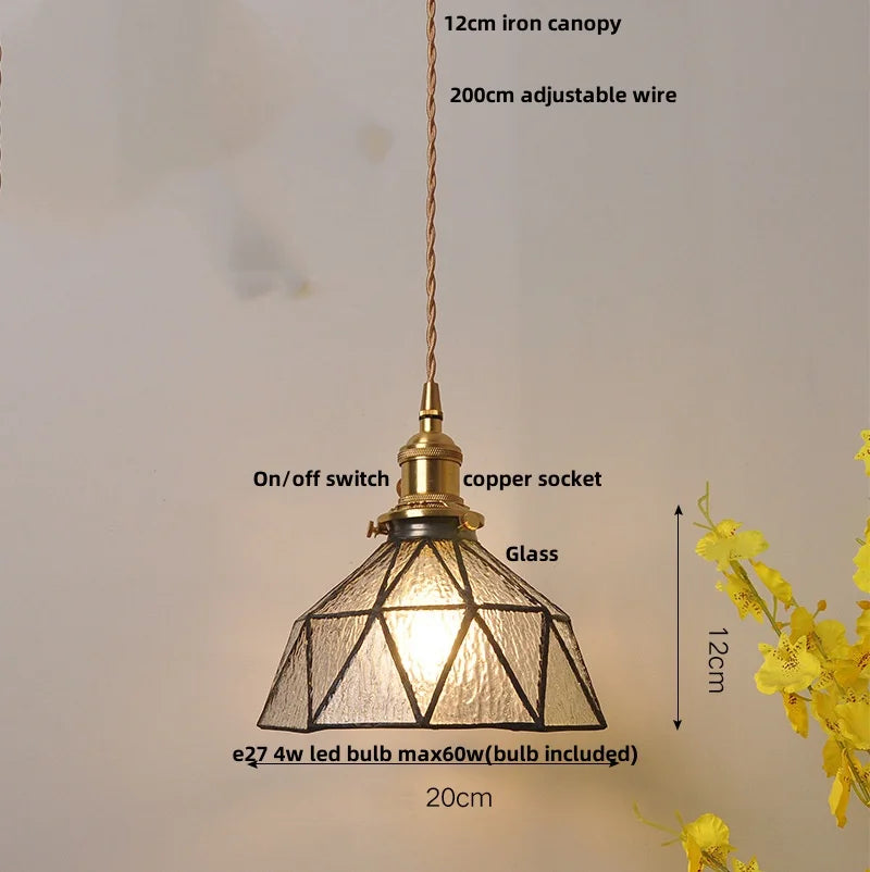 DecorBites™ Glass LED Pendant Lamp: Handmade Japanese Style Adjustable Hanging Light Fixtures
