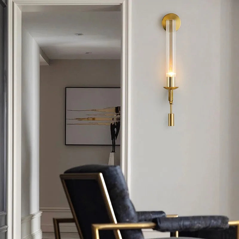 Aplique de pared de vidrio dorado Decorbites™: Iluminación moderna americana nórdica retro vintage para la decoración del hogar