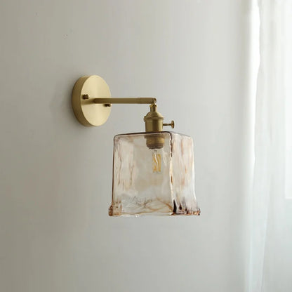 DecorBites™ Glass Copper LED Wall Lamp with Knob Switch for Modern Home Decor