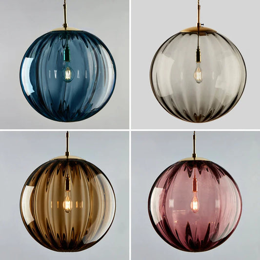 Nordic Glass Globe Pendant Light With Iron Finish
