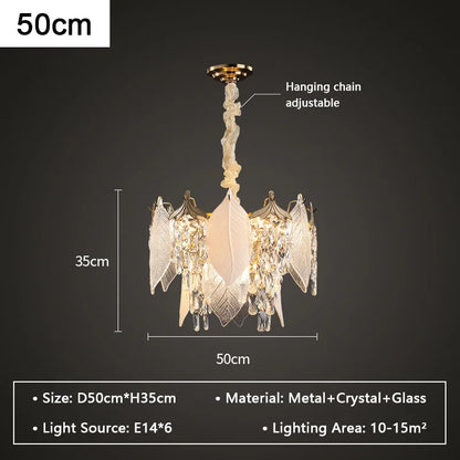 DecorBites™ Crystal Glass Chandelier Blade LED Pendant Light for Living Dining Bedroom Lighting