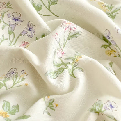 Decobites Vintage Plant Floral Cotton Flat Sheet Set with Pillowcases