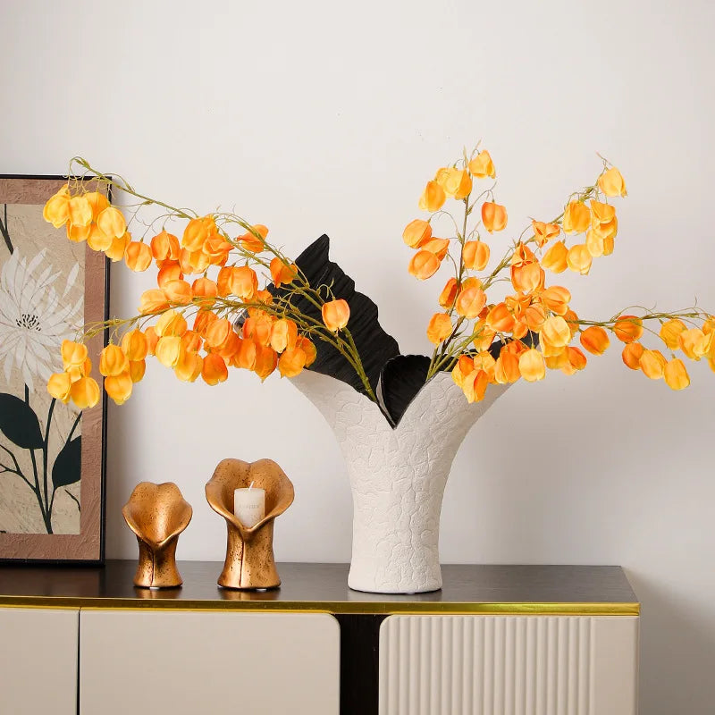 DecorBites™ Jarrón de resina negra y dorada para decoración del hogar