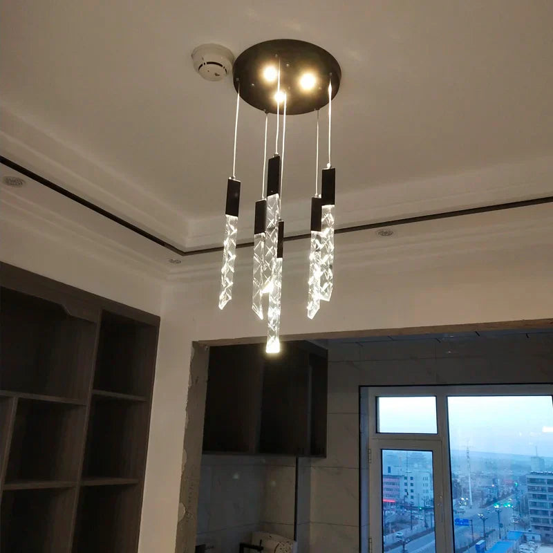 Gold Crystal Stair Chandelier 25-Lamp Design