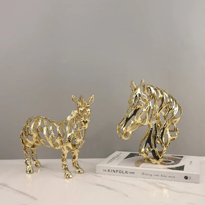 DecorBites™ Juego de esculturas de animales calados dorados para decoración del hogar