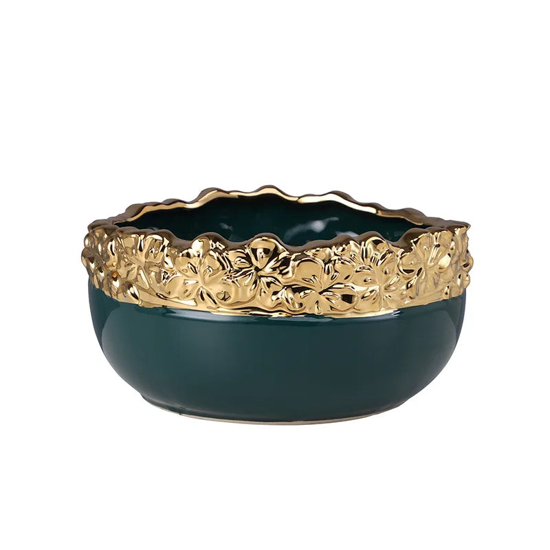 DecorBites™ Golden Edge Succulent Flower Pot Vase - Indoor Ceramic Planter Pot