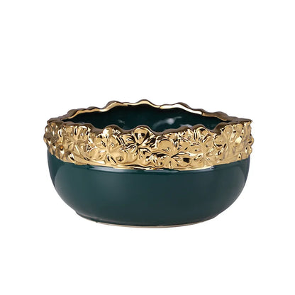 DecorBites™ Golden Edge Succulent Flower Pot Vase - Indoor Ceramic Planter Pot