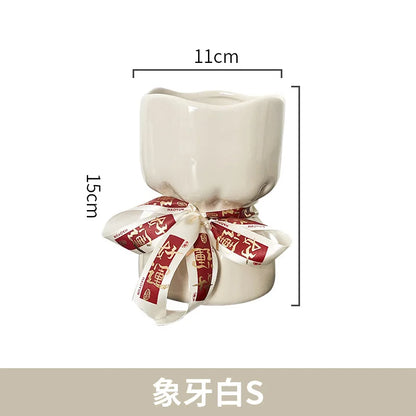 DecorBites™ Bouquet Shape Ceramic Vase Pot Home Decoration Floral Arrangement Accessories