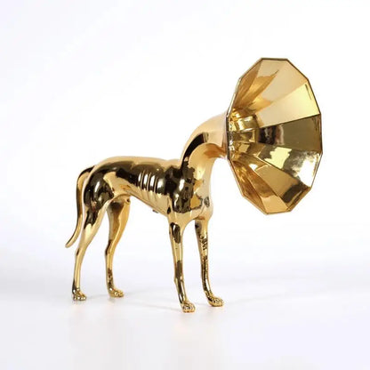 DecorBites™ Abstract Golden Trumpet Dog Sculpture Home Decor Simulated Animal Figurine