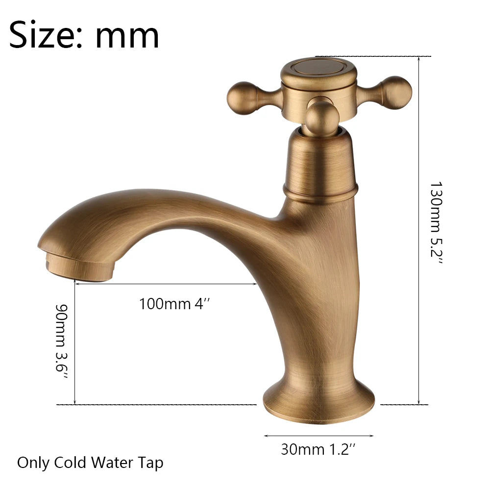 Antique Brass Bathroom Faucet Single Lever