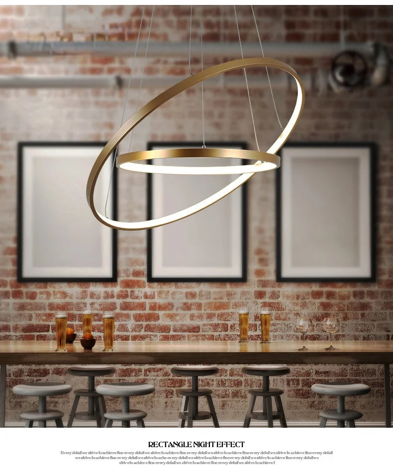 DecorBites™ Circle Rings LED Pendant Lamp, Modern Fashion Light for Living Room & Dining Room
