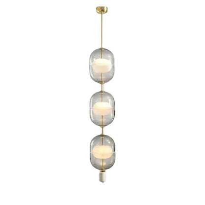 DecorBites™ Clear Gray Amber Glass Pendant Light with Marble Gold Metal Finish