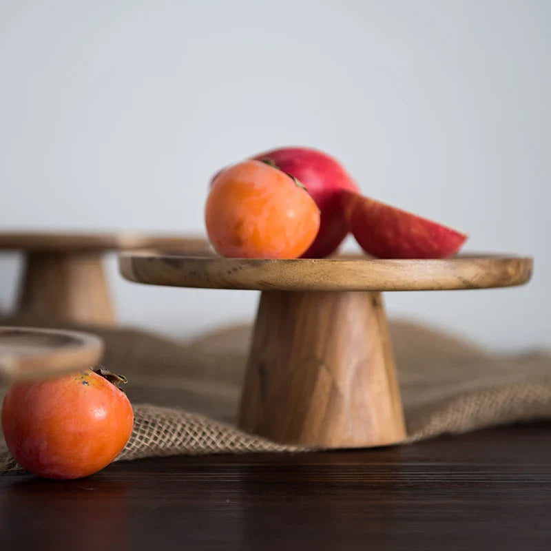 DecorBites™ Elevated Wooden Cake Plate | Stylish and Functional Food Serving Trays