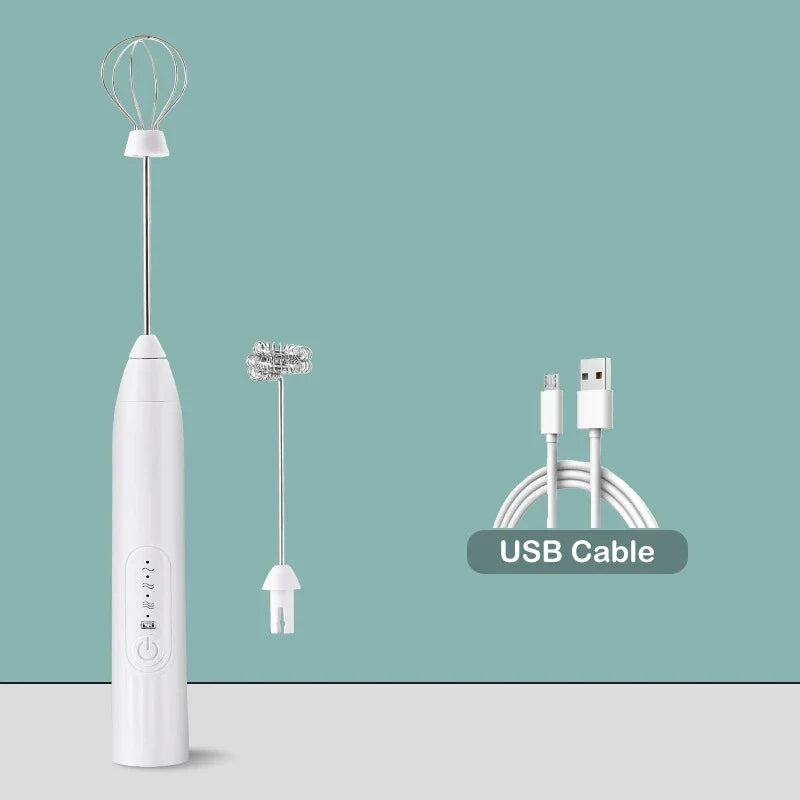 DecorBites™ Electric Milk Frother Mixer 3-Speeds Whisk Blender Foamer Egg Beater