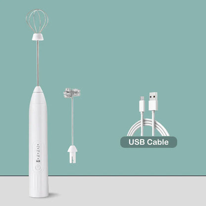DecorBites™ Electric Milk Frother Mixer 3-Speeds Whisk Blender Foamer Egg Beater