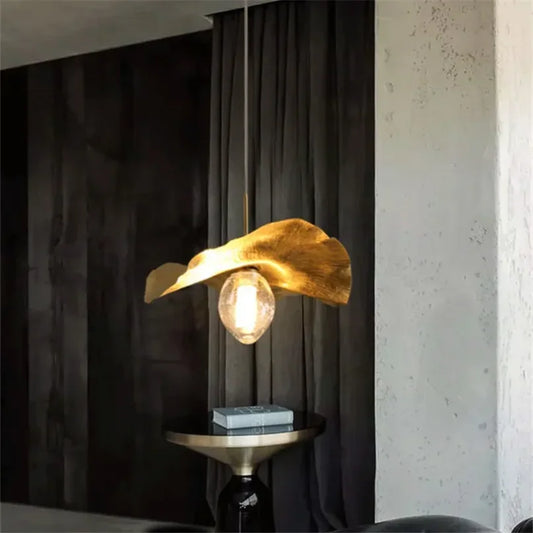 DecorBites™ Lotus Leaf Brass Pendant Lamp for Minimalist Living Room and Dining Room