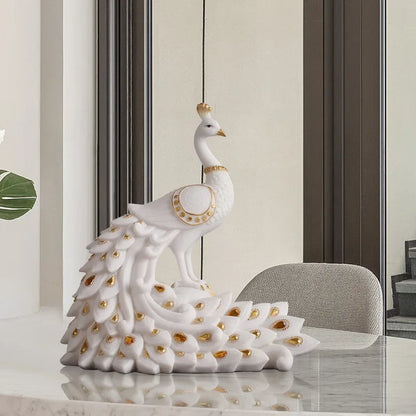 DecorBites™ Golden Phoenix Peacock Sculpture Home Decor Ornament Figurine