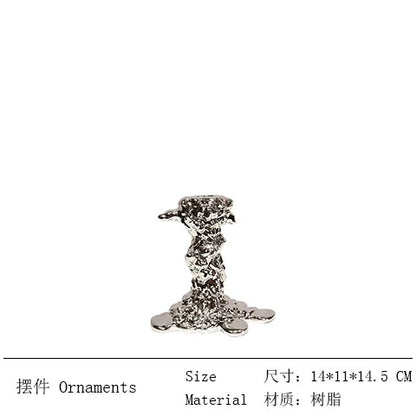 DecorBites™ Golden Candlestick Holder Resin Plated Melt Shape for Wedding & Home Decor