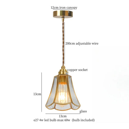 DecorBites™ Brass Amber Glass LED Pendant Light for Restaurant Bedside Kitchen Loft Bar