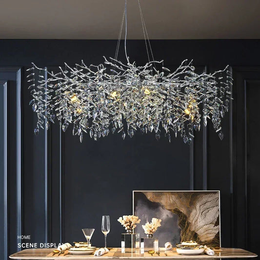 DecorBites™ Branch Crystal Chandelier: Luxury LED Ceiling Light for Living Room & Dining Room