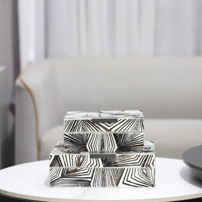 DecorBites™ Black & White Zebra Pattern Jewelry Storage Box Desktop Organizer