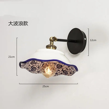 DecorBites™ Blue White Porcelain Wall Lamp: Modern Ceramic Sconces for Living Room, Bedroom, Bathroom