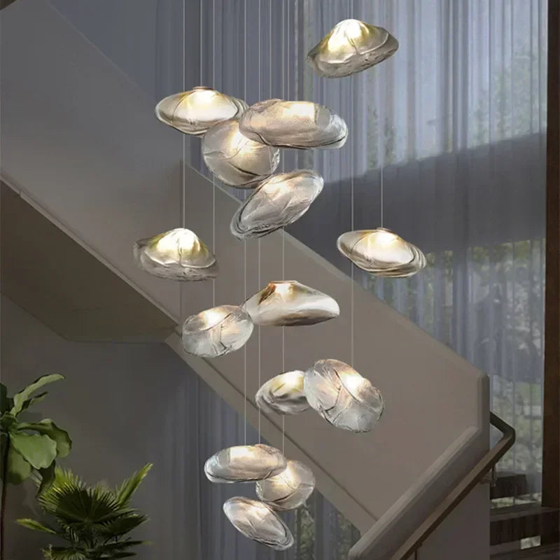 DecorBites™ Glass LED Chandelier Lighting for Modern Stairs, Dining Room, and Home Bar